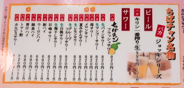 ちばちゃんドリンクメニュー４